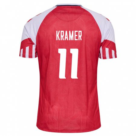 Kandiny Niño Camiseta Dinamarca Cornelia Kramer #11 Rojo 1ª Equipación 24-26 La Camisa Chile