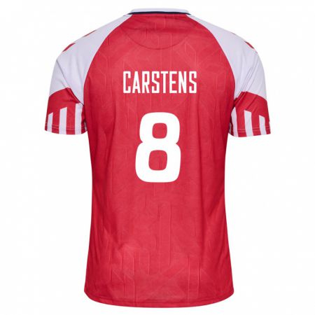 Kandiny Niño Camiseta Dinamarca Signe Carstens #8 Rojo 1ª Equipación 24-26 La Camisa Chile