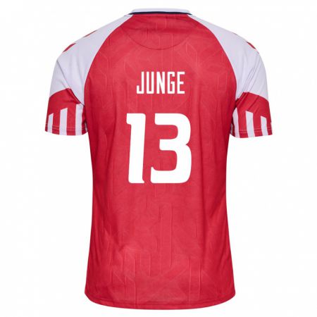 Kandiny Niño Camiseta Dinamarca Sofie Junge #13 Rojo 1ª Equipación 24-26 La Camisa Chile