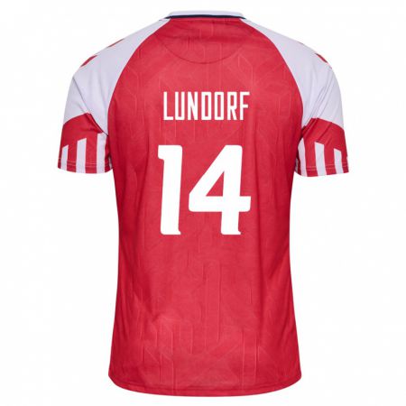 Kandiny Niño Camiseta Dinamarca Matilde Lundorf #14 Rojo 1ª Equipación 24-26 La Camisa Chile