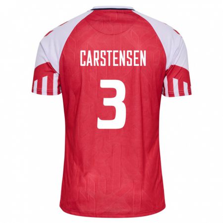 Kandiny Niño Camiseta Dinamarca Rasmus Carstensen #3 Rojo 1ª Equipación 24-26 La Camisa Chile