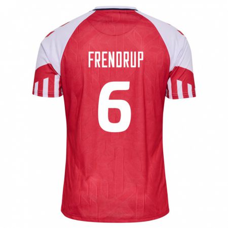 Kandiny Niño Camiseta Dinamarca Morten Frendrup #6 Rojo 1ª Equipación 24-26 La Camisa Chile