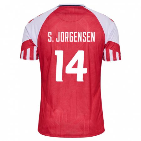 Kandiny Niño Camiseta Dinamarca Sebastian Jorgensen #14 Rojo 1ª Equipación 24-26 La Camisa Chile