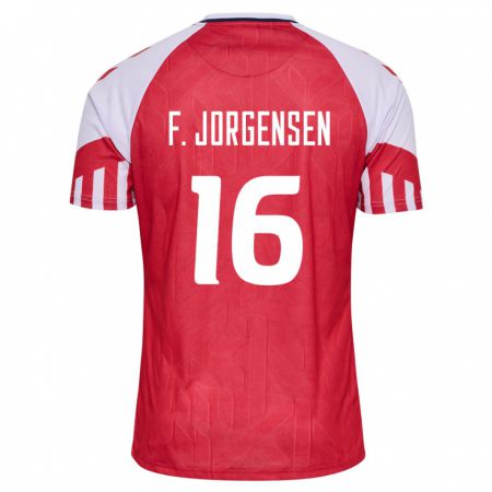 Kandiny Niño Camiseta Dinamarca Filip Jorgensen #16 Rojo 1ª Equipación 24-26 La Camisa Chile