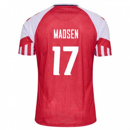 Kandiny Niño Camiseta Dinamarca Nicolas Madsen #17 Rojo 1ª Equipación 24-26 La Camisa Chile