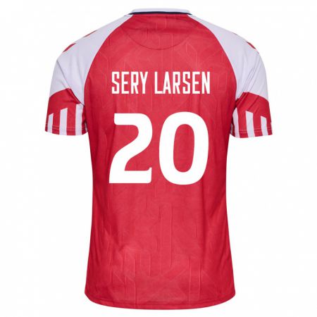 Kandiny Niño Camiseta Dinamarca Japhet Sery Larsen #20 Rojo 1ª Equipación 24-26 La Camisa Chile