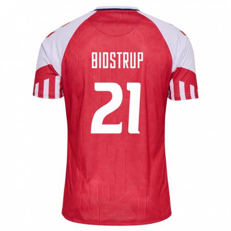 Kandiny Niño Camiseta Dinamarca Mads Bidstrup #21 Rojo 1ª Equipación 24-26 La Camisa Chile