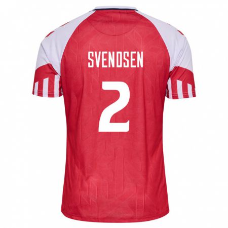 Kandiny Niño Camiseta Dinamarca Oliver Svendsen #2 Rojo 1ª Equipación 24-26 La Camisa Chile