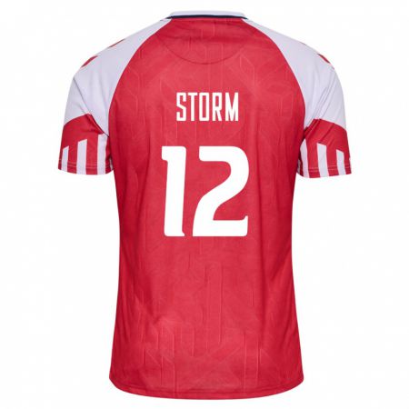 Kandiny Niño Camiseta Dinamarca Tobias Storm #12 Rojo 1ª Equipación 24-26 La Camisa Chile