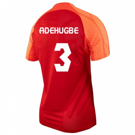 Kandiny Niño Camiseta Canadá Samuel Adekugbe #3 Naranja 1ª Equipación 24-26 La Camisa Chile