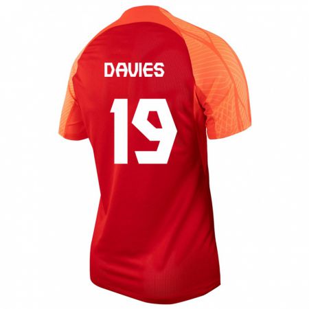 Kandiny Niño Camiseta Canadá Alphonso Davies #19 Naranja 1ª Equipación 24-26 La Camisa Chile