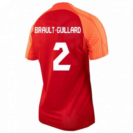 Kandiny Niño Camiseta Canadá Zachary Brault-Guillard #2 Naranja 1ª Equipación 24-26 La Camisa Chile