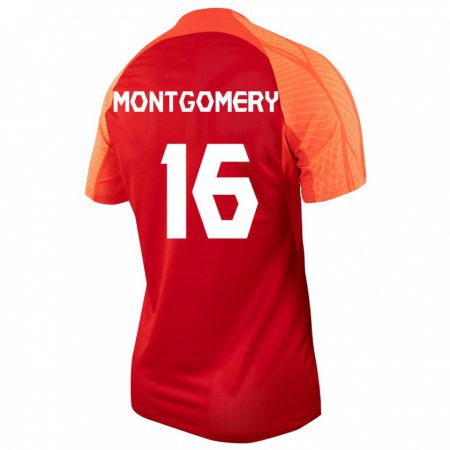 Kandiny Niño Camiseta Canadá Callum Montgomery #16 Naranja 1ª Equipación 24-26 La Camisa Chile