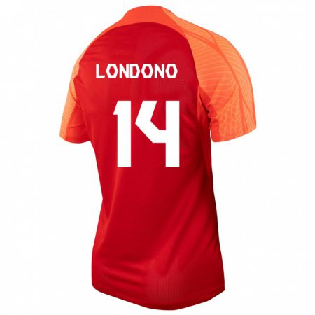 Kandiny Niño Camiseta Canadá Tyler Londono #14 Naranja 1ª Equipación 24-26 La Camisa Chile