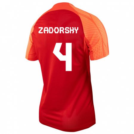 Kandiny Niño Camiseta Canadá Shelina Zadorsky #4 Naranja 1ª Equipación 24-26 La Camisa Chile