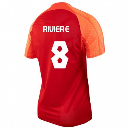 Kandiny Niño Camiseta Canadá Jayde Riviere #8 Naranja 1ª Equipación 24-26 La Camisa Chile