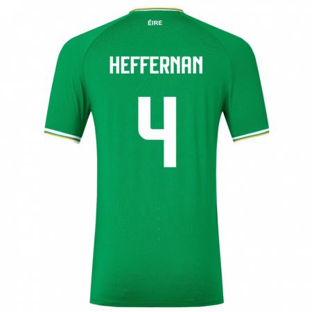 Kandiny Niño Camiseta Irlanda Cathal Heffernan #4 Verde 1ª Equipación 24-26 La Camisa Chile