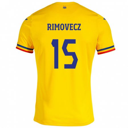 Kandiny Niño Camiseta Rumania Sergiu Rimovecz #15 Amarillo 1ª Equipación 24-26 La Camisa Chile