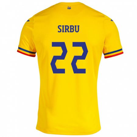 Kandiny Niño Camiseta Rumania Dan Sîrbu #22 Amarillo 1ª Equipación 24-26 La Camisa Chile