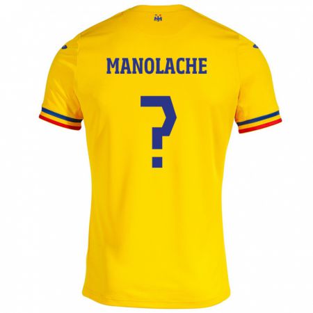 Kandiny Niño Camiseta Rumania Luca Manolache #0 Amarillo 1ª Equipación 24-26 La Camisa Chile