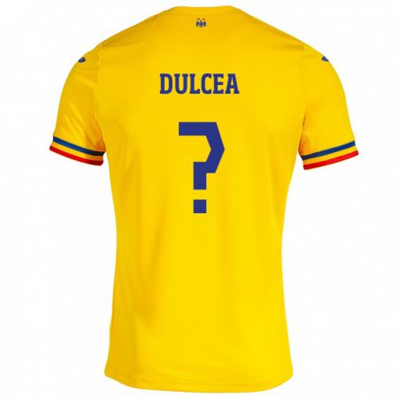 Kandiny Niño Camiseta Rumania Patrick Dulcea #0 Amarillo 1ª Equipación 24-26 La Camisa Chile