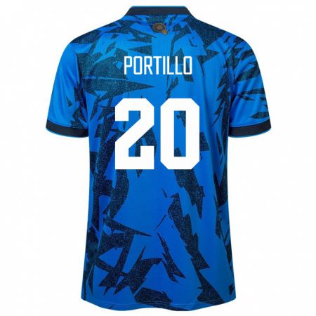 Kandiny Niño Camiseta El Salvador Isaac Portillo #20 Azul 1ª Equipación 24-26 La Camisa Chile