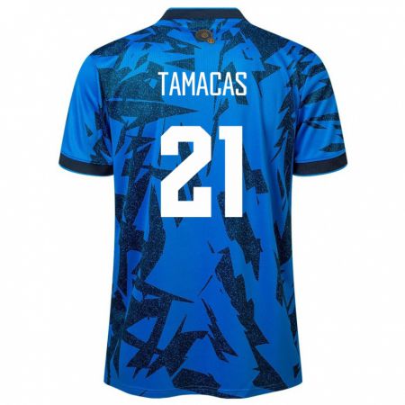 Kandiny Niño Camiseta El Salvador Bryan Tamacas #21 Azul 1ª Equipación 24-26 La Camisa Chile