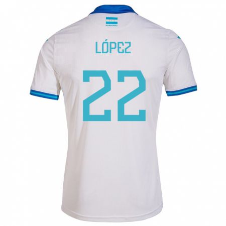 Kandiny Niño Camiseta Honduras Luis López #22 Blanco 1ª Equipación 24-26 La Camisa Chile