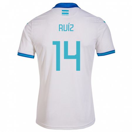 Kandiny Niño Camiseta Honduras David Ruíz #14 Blanco 1ª Equipación 24-26 La Camisa Chile