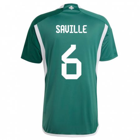 Kandiny Niño Camiseta Irlanda Del Norte George Saville #6 Verde 1ª Equipación 24-26 La Camisa Chile