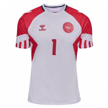 Kandiny Niño Camiseta Dinamarca William Lykke #1 Blanco 2ª Equipación 24-26 La Camisa Chile