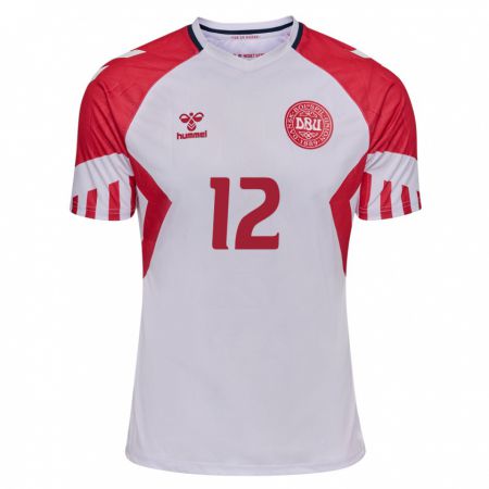 Kandiny Niño Camiseta Dinamarca Mathias Sauer #12 Blanco 2ª Equipación 24-26 La Camisa Chile
