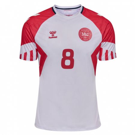Kandiny Niño Camiseta Dinamarca Zidan Sertdemir #8 Blanco 2ª Equipación 24-26 La Camisa Chile