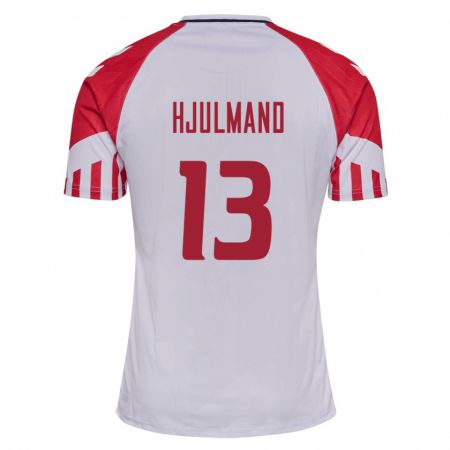 Kandiny Niño Camiseta Dinamarca Morten Hjulmand #13 Blanco 2ª Equipación 24-26 La Camisa Chile