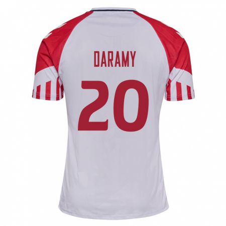 Kandiny Niño Camiseta Dinamarca Mohamed Daramy #20 Blanco 2ª Equipación 24-26 La Camisa Chile