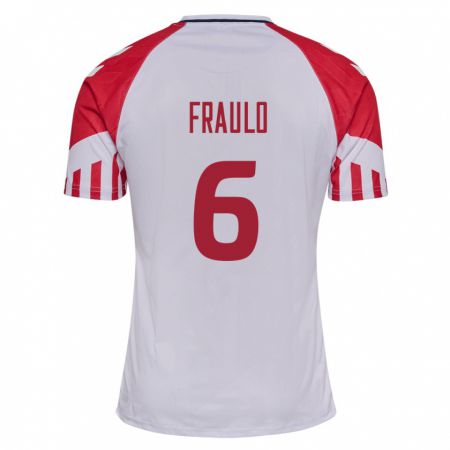 Kandiny Niño Camiseta Dinamarca Oscar Fraulo #6 Blanco 2ª Equipación 24-26 La Camisa Chile