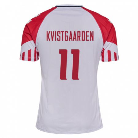 Kandiny Niño Camiseta Dinamarca Mathias Kvistgaarden #11 Blanco 2ª Equipación 24-26 La Camisa Chile