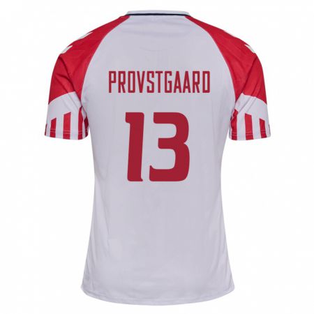 Kandiny Niño Camiseta Dinamarca Oliver Provstgaard #13 Blanco 2ª Equipación 24-26 La Camisa Chile