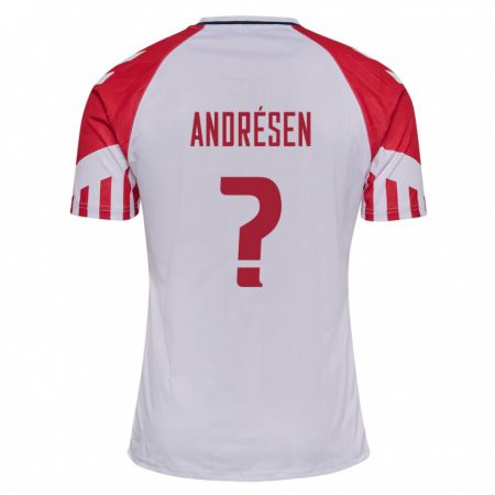 Kandiny Niño Camiseta Dinamarca Aske Andrésen #0 Blanco 2ª Equipación 24-26 La Camisa Chile