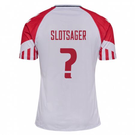 Kandiny Niño Camiseta Dinamarca Tobias Slotsager #0 Blanco 2ª Equipación 24-26 La Camisa Chile