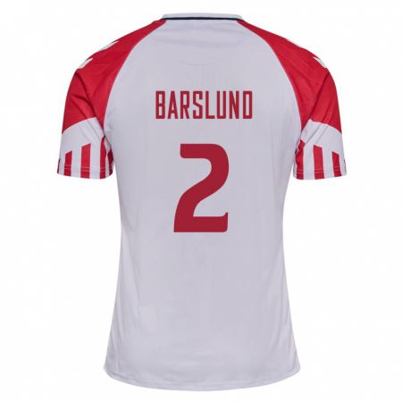 Kandiny Niño Camiseta Dinamarca Kaare Barslund #2 Blanco 2ª Equipación 24-26 La Camisa Chile