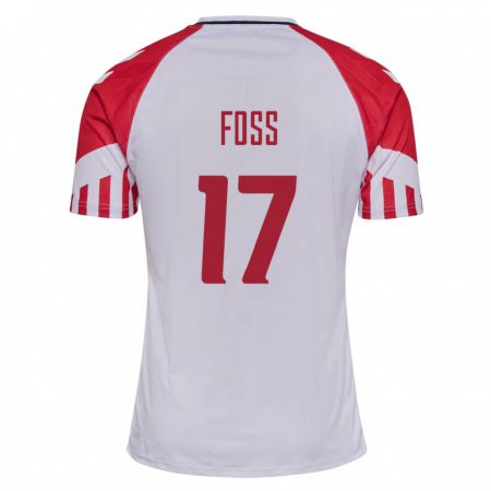 Kandiny Niño Camiseta Dinamarca Jonathan Foss #17 Blanco 2ª Equipación 24-26 La Camisa Chile