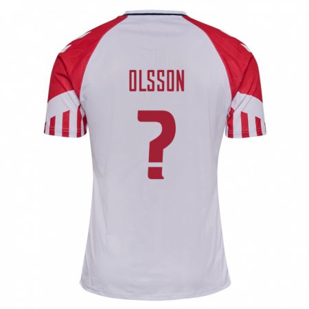 Kandiny Niño Camiseta Dinamarca Cornelius Olsson #0 Blanco 2ª Equipación 24-26 La Camisa Chile