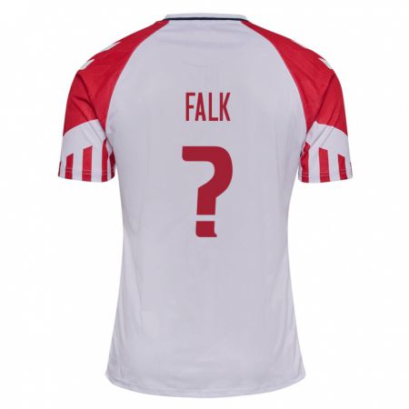 Kandiny Niño Camiseta Dinamarca Lukas Falk #0 Blanco 2ª Equipación 24-26 La Camisa Chile