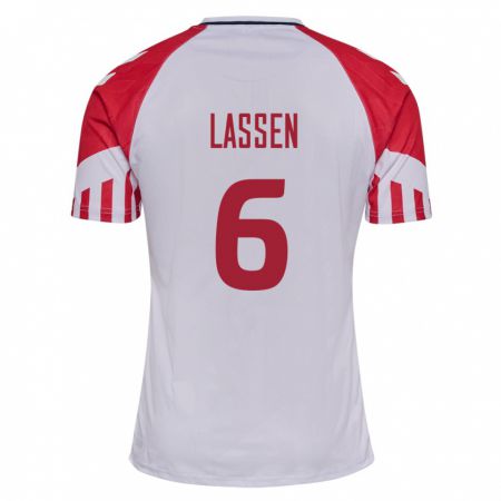 Kandiny Niño Camiseta Dinamarca Noah Lassen #6 Blanco 2ª Equipación 24-26 La Camisa Chile