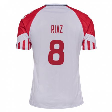 Kandiny Niño Camiseta Dinamarca Danial Riaz #8 Blanco 2ª Equipación 24-26 La Camisa Chile