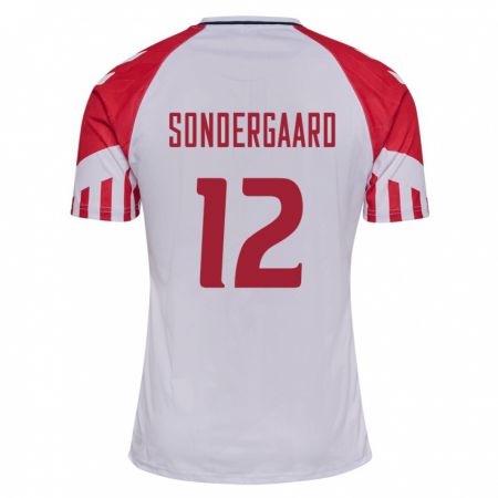 Kandiny Niño Camiseta Dinamarca Philip Söndergaard #12 Blanco 2ª Equipación 24-26 La Camisa Chile