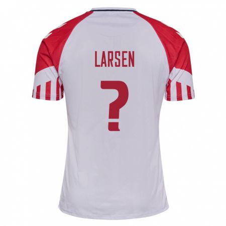 Kandiny Niño Camiseta Dinamarca Sander Larsen #0 Blanco 2ª Equipación 24-26 La Camisa Chile