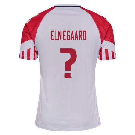 Kandiny Niño Camiseta Dinamarca Tobias Elnegaard #0 Blanco 2ª Equipación 24-26 La Camisa Chile