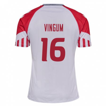 Kandiny Niño Camiseta Dinamarca Alberte Vingum #16 Blanco 2ª Equipación 24-26 La Camisa Chile